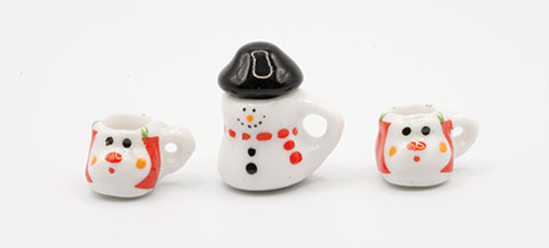 ART323 - Ceramic Christmas Mugs & Pot Set, 3 Pc