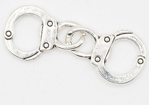 ART400 - Locked Handcuffs, Antique Silver