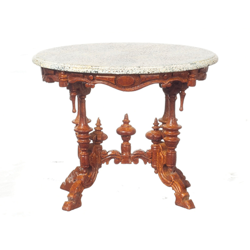 AZJJ40002WN - Ped.Table/Marble Top/Waln