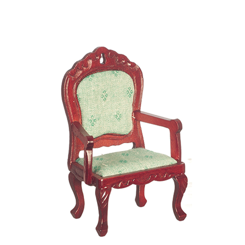 AZT3512 - Victorian Fauteuil, Light Green/Mahogany