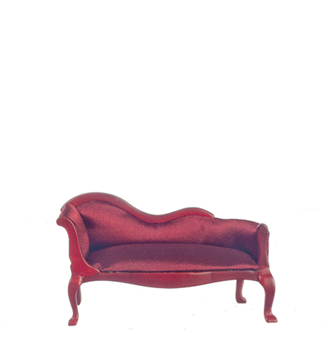 AZT3529 - Chaise, Burgundy Satin/Mahogany