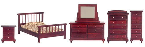 AZT3718 - Bedroom Set, Mahogany, 5Pc, Cs