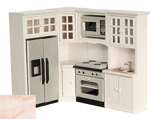 AZT5386 - Kitchen Set, 4Pc White Marble