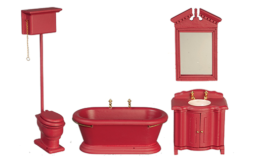 AZT5605 - Old Fash.Bath Set/4/Red