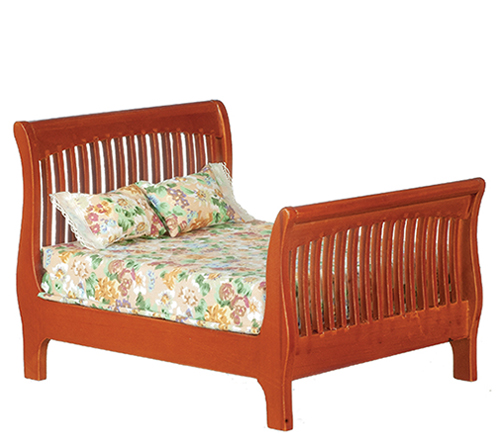 AZT6596 - Slat Double Bed, Walnut