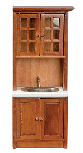 AZT6733 - Cabinet With Sink, Walnut, White Countertop