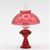 CB104CR - Oil Lamp With Hobnail Shade, Cranberry