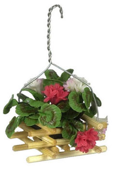 FCAB8226RW - Red &amp; White Geranium Hang Pot