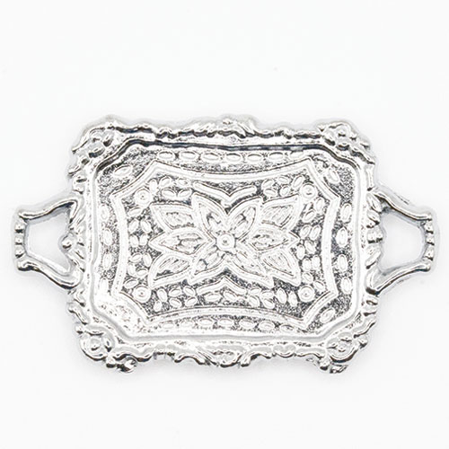 IM65738 - Silver Rectangle Serving Plate with 2 Handles  ()