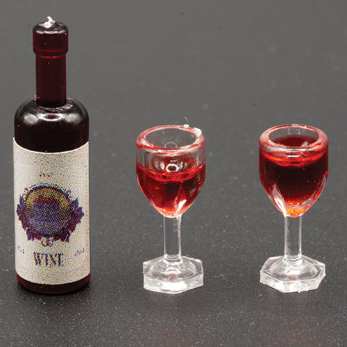 IM65759 - Wine Bottle with Label and 2 Glasses of Wine  ()