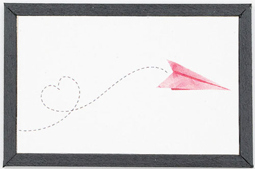 KCMVL10BLK - Paper Plane with Heart Arrow Picture, Black Frame