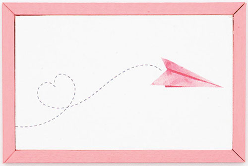 KCMVL10PNK - Paper Plane with Heart Arrow Picture, Pink Frame